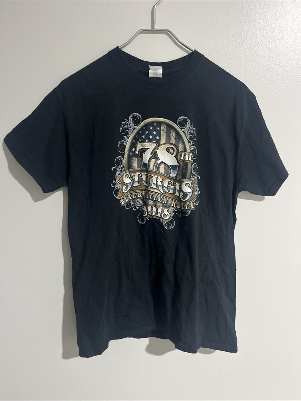 Sturgis Black Hills Rally 2018 T Shirt Mens M Black Wings Biker 78th Annual